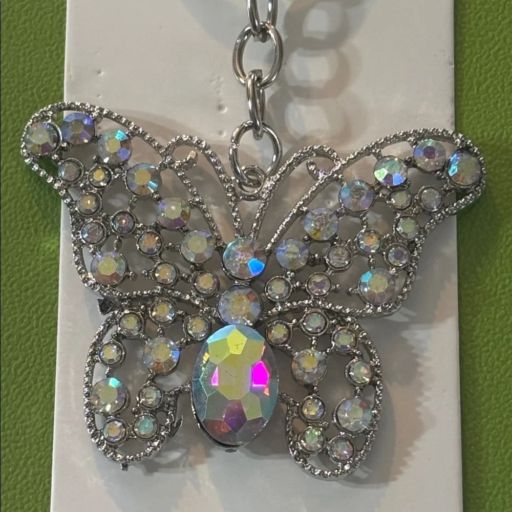 Crystal Butterfly Keychain in Silver